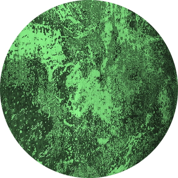 Ahgly Company Indoor Round Oriental Emerald Green Industrial Area Rugs, 8' Round