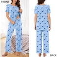 thumbnail image 2 of DreamFish Women's Pajama Set 2 Piece Sleepwear Henley Neck Short Sleeve Top and Long Pants with Pockets, 2 of 6