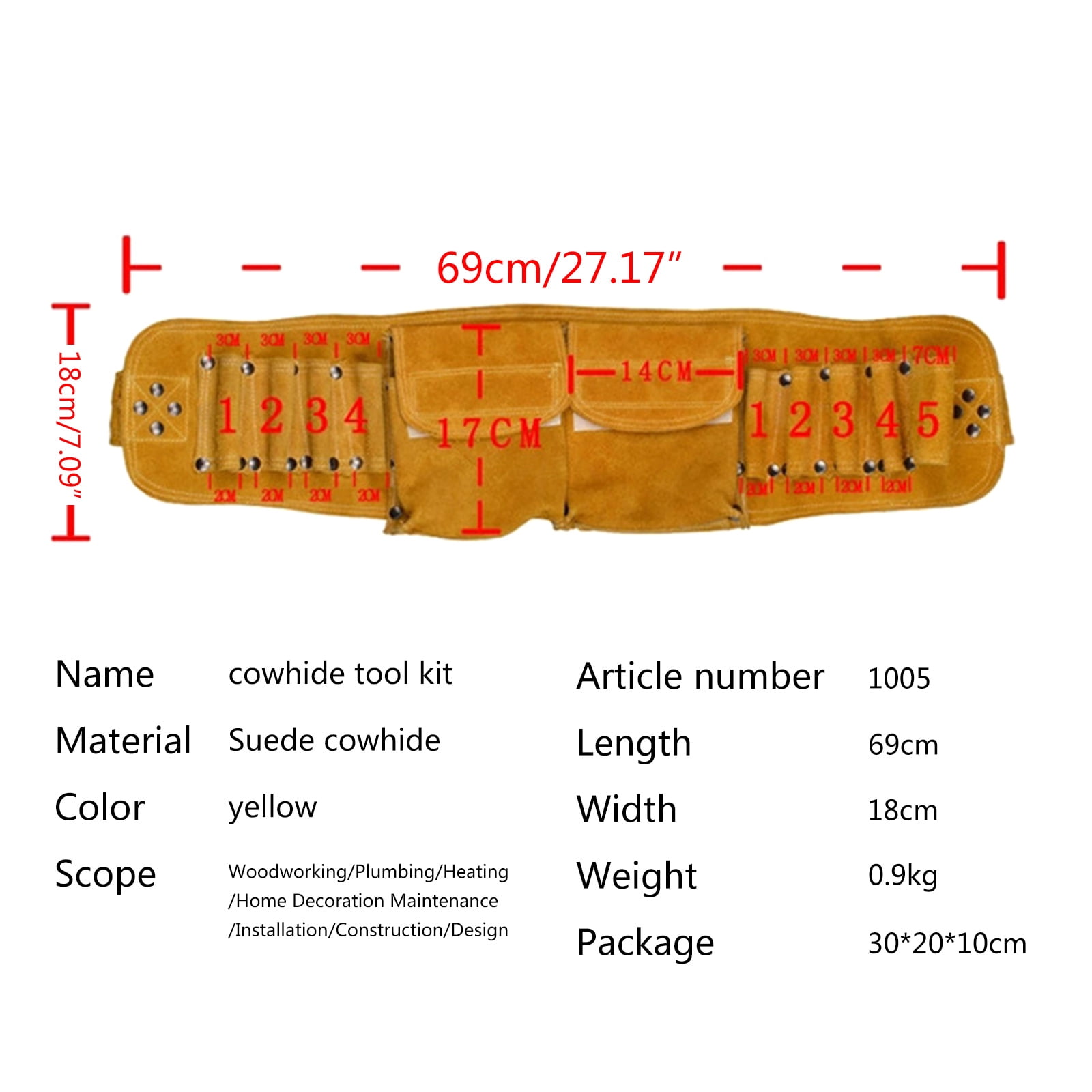 MOMOJIA Tool Bag Wear-resistant Leather Multifunction Electrician Toolkit Hand Tool Bag