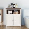 thumbnail image 2 of HomeStock Handmade Home White Wood 2-Door Bathroom Storage Cabinet, 2 of 8