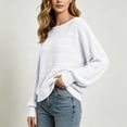 thumbnail image 6 of Women's Long Sleeve Solid Color Shirts Oversized Batwing Knit Tops Crew Neck Casual and Trendy Pullover Top Winter Fashion Outfits, 6 of 6