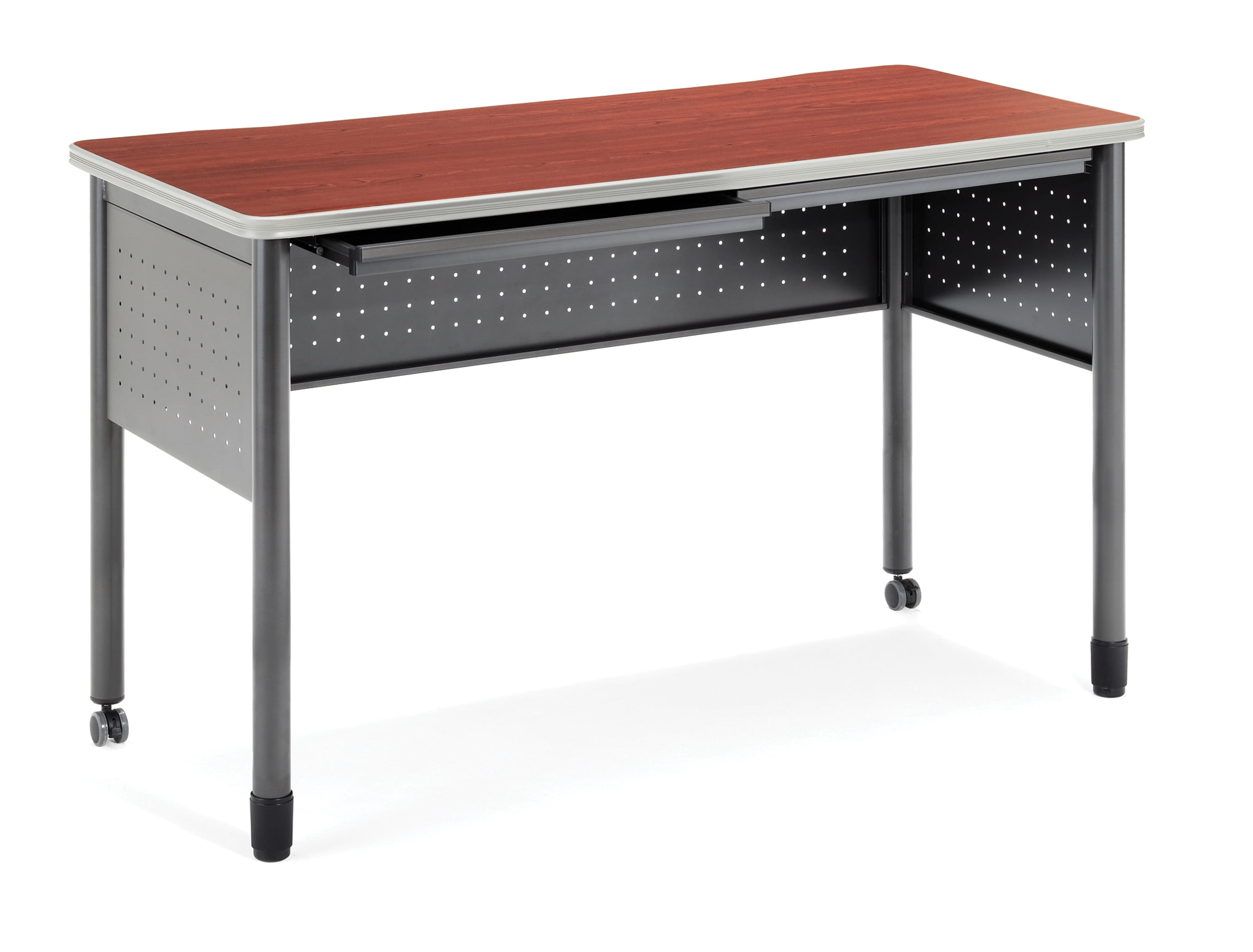 66141 Oak Office Furniture 27 Inch X 55 Mesa Series Mobile Laminate Top Scratch Proof Standing Height Desk With Drawers