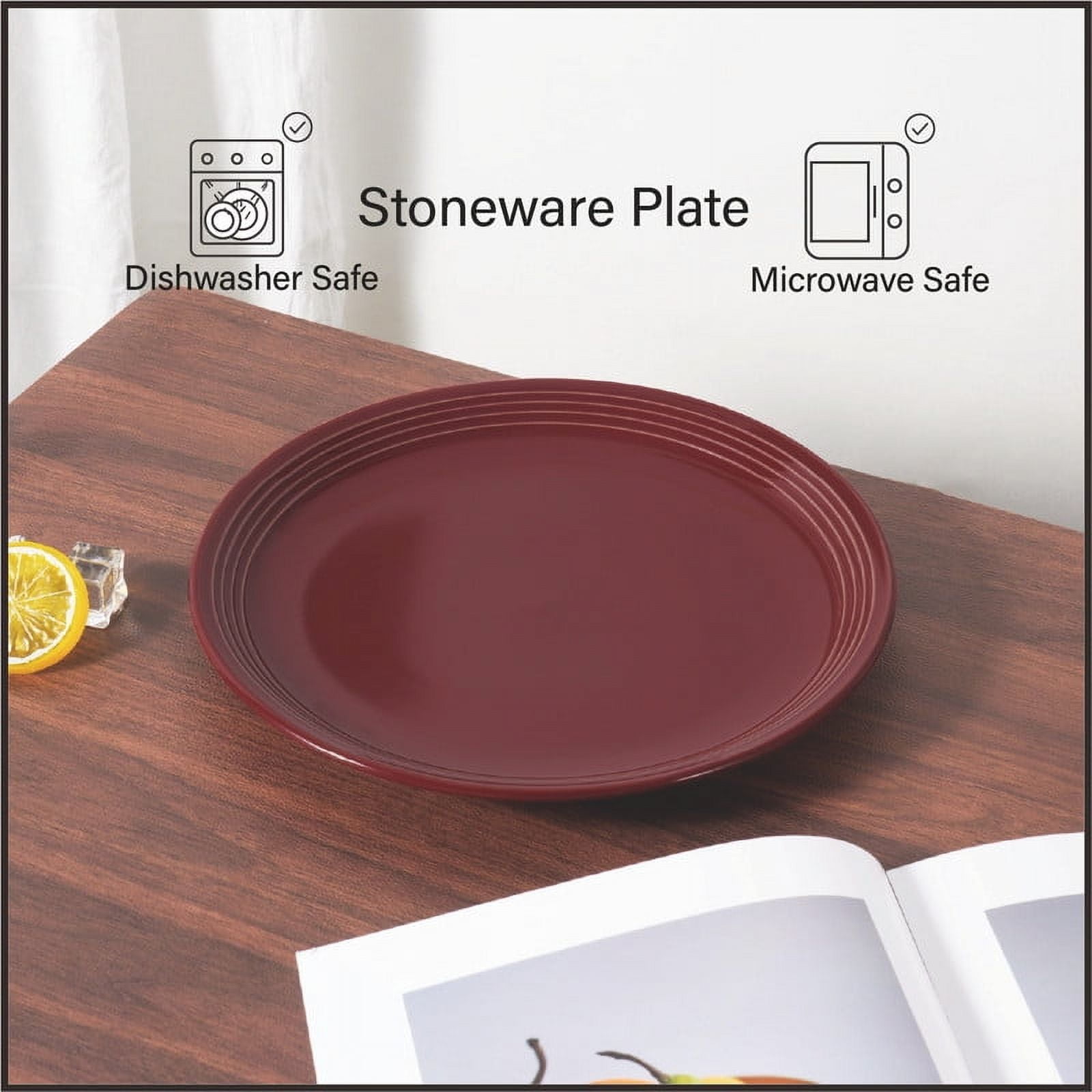 (3 pack) Mainstays Chiara Round Stoneware Red Salad Plate