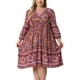 thumbnail image 1 of Vestido de verano de talla grande Agnes Orinda para mujeres, casual, bohemio, floral, con cuello en V, manga 3/4, midi, corto, vestido de playa 2X amarillo rosa, 1 of 6