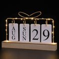 thumbnail image 2 of Vintage Wooden Desk Perpetual Calendar Planner Week Date Display Calendar Office Desktop Decoration, 2 of 5