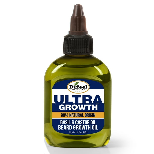 Difeel Mens Ultra Growth Basil And Castor Beard Oil 2 5 Oz Natural Beard Oil For Hair Growth Walmart Com Walmart Com