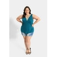 thumbnail image 6 of TIYOMI Plus Size 5X Teal Blue Tank Tops For Women Lace Trim V Neck Tank Tops Guipure Shirts Peacock Blue Summer Camisoles Basic Solid Tunics Loose Fit Tank Tops 5XL 26W 28W, 6 of 8