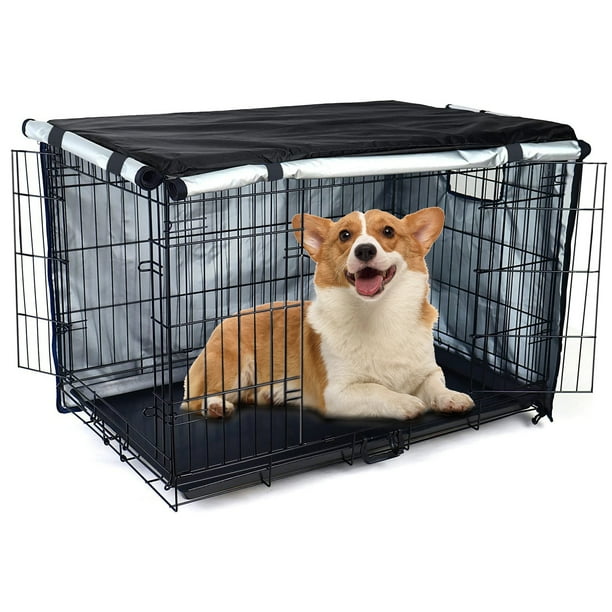 Dog Crate Cover Double Door, Waterproof Dog Kennel Cover with Air Vent Window for Indoor/Outdoor