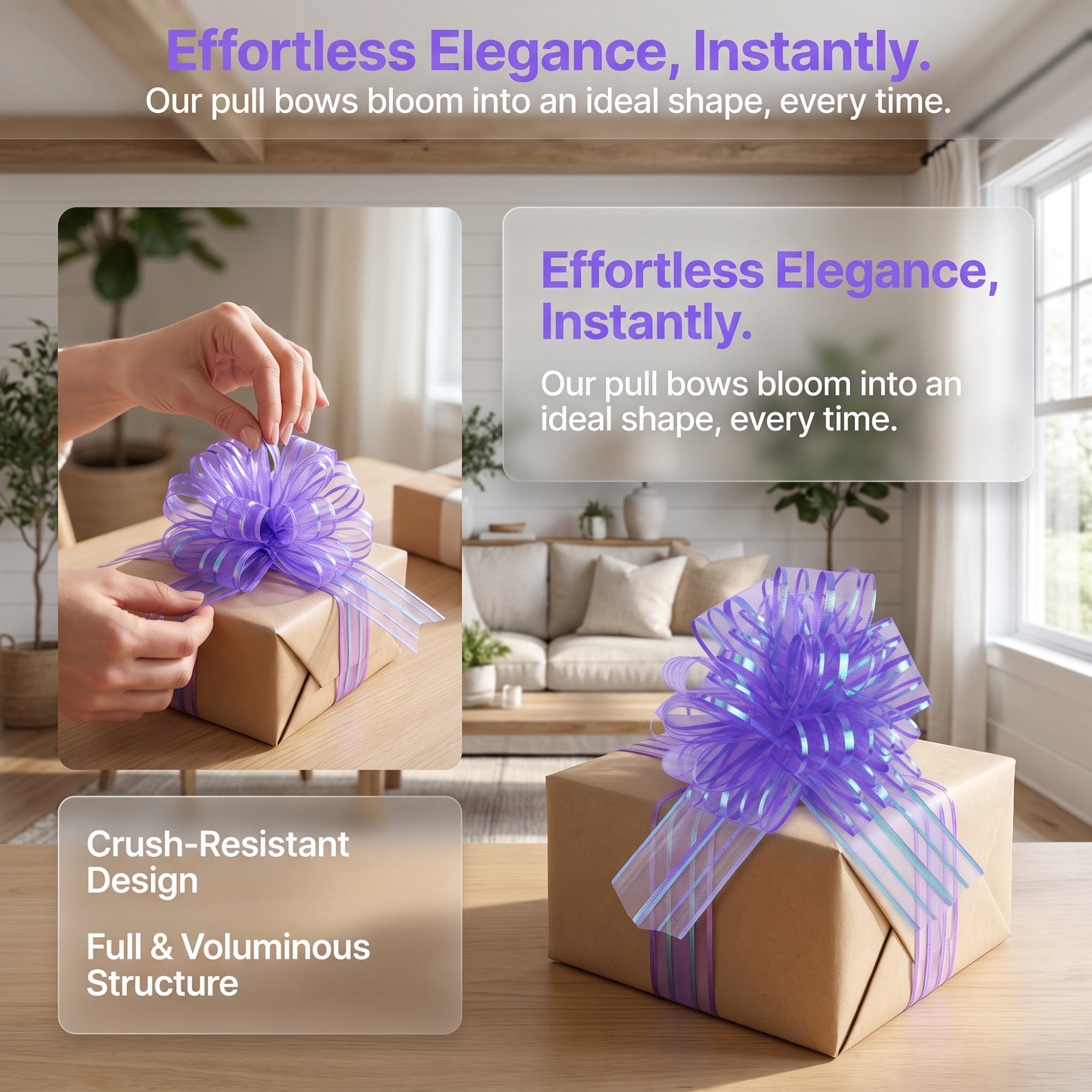 Unique Bargains Crush-Resistant Ribbon Bow for Birthday and Special Occasions Purple