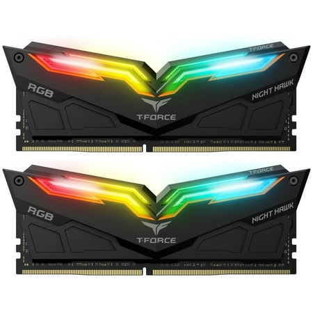 High Performance gaming products from TeamGroup Night Hawk RGB Black, 32GB (2 x 16GB) DDR4-3000 MHz Desktop Memory RAM, Timing CL16-18-18-38, Voltage