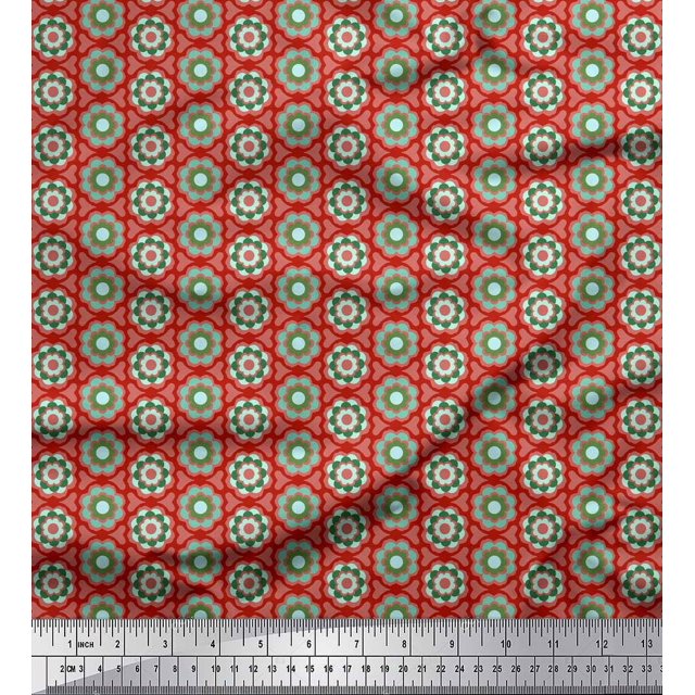 Soimoi Rayon Fabric Artistic Floral Printed Fabric 1 Yard 56 Inch Wide