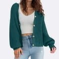 thumbnail image 2 of Cardigan for Women Knit Button Up Light Dark Green Sweaters for Women Warm Sweaters Women Fall Clothes Winter Office Outfits for Women, 2 of 4