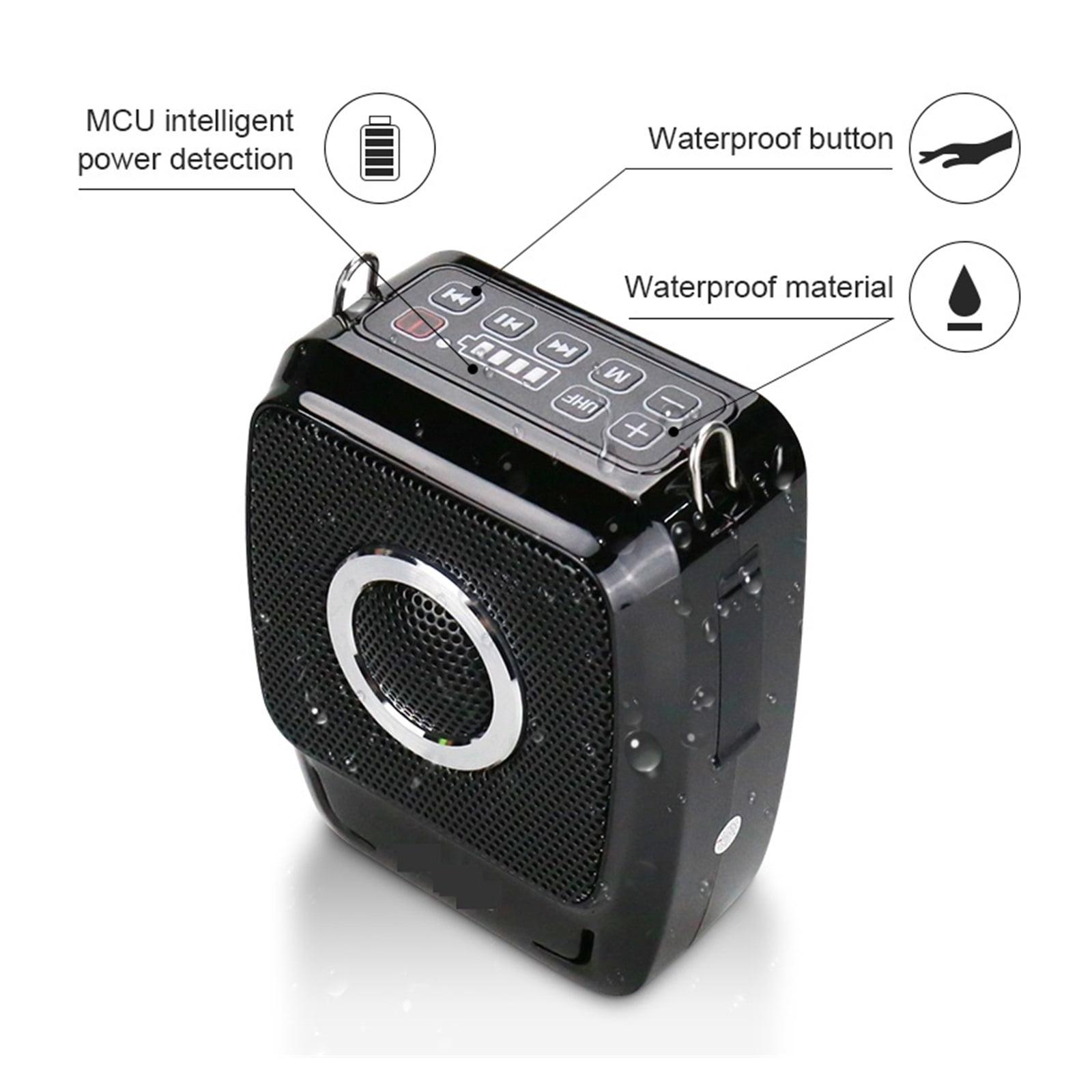25W Portable Voice Amplifier For Teachers Megaphone With Handheld Wireless Microphone Waterproof Loudspeaker ,Powerful Voice Amplifier
