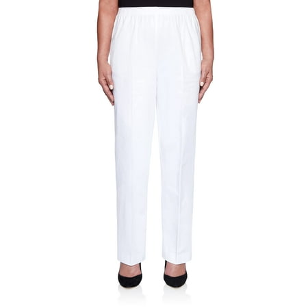 Alfred Dunner Women's Proportioned Medium Twill Pant, White, 14 ...