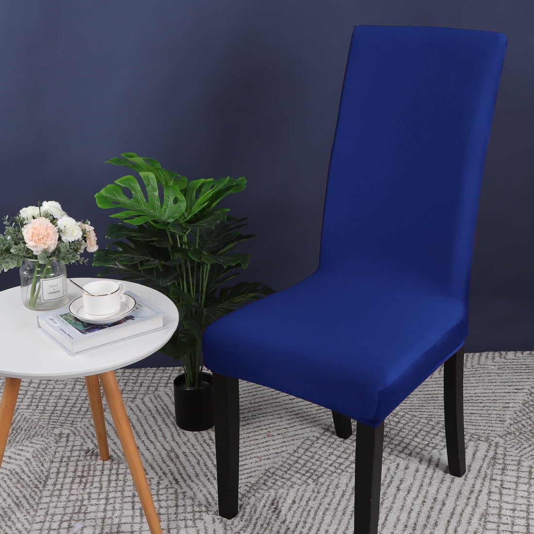 Unique Bargains 4-Pack Solid Dinning Room Chair Cover Stretch Removable Chair Slipcovers Royal Blue
