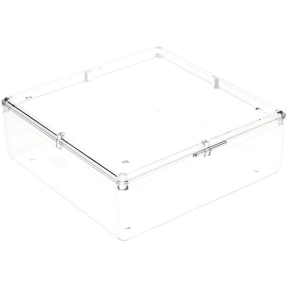 Pioneer Plastics 156C Clear Square Plastic Container, 4.3125" W x 4.3125" D x 1.375" H, Pack of 12