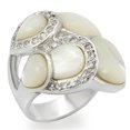 thumbnail image 1 of Women Rhodium Brass Ring with Precious Stone in White - Size 8, 1 of 1
