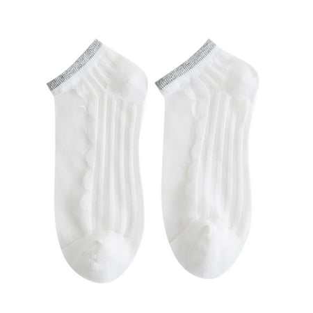 

Tulle Pearl Summer Socks Women Transparent Lace Elastic Ultra Thin Silk Stockings Short Nylon Calcetines Meias