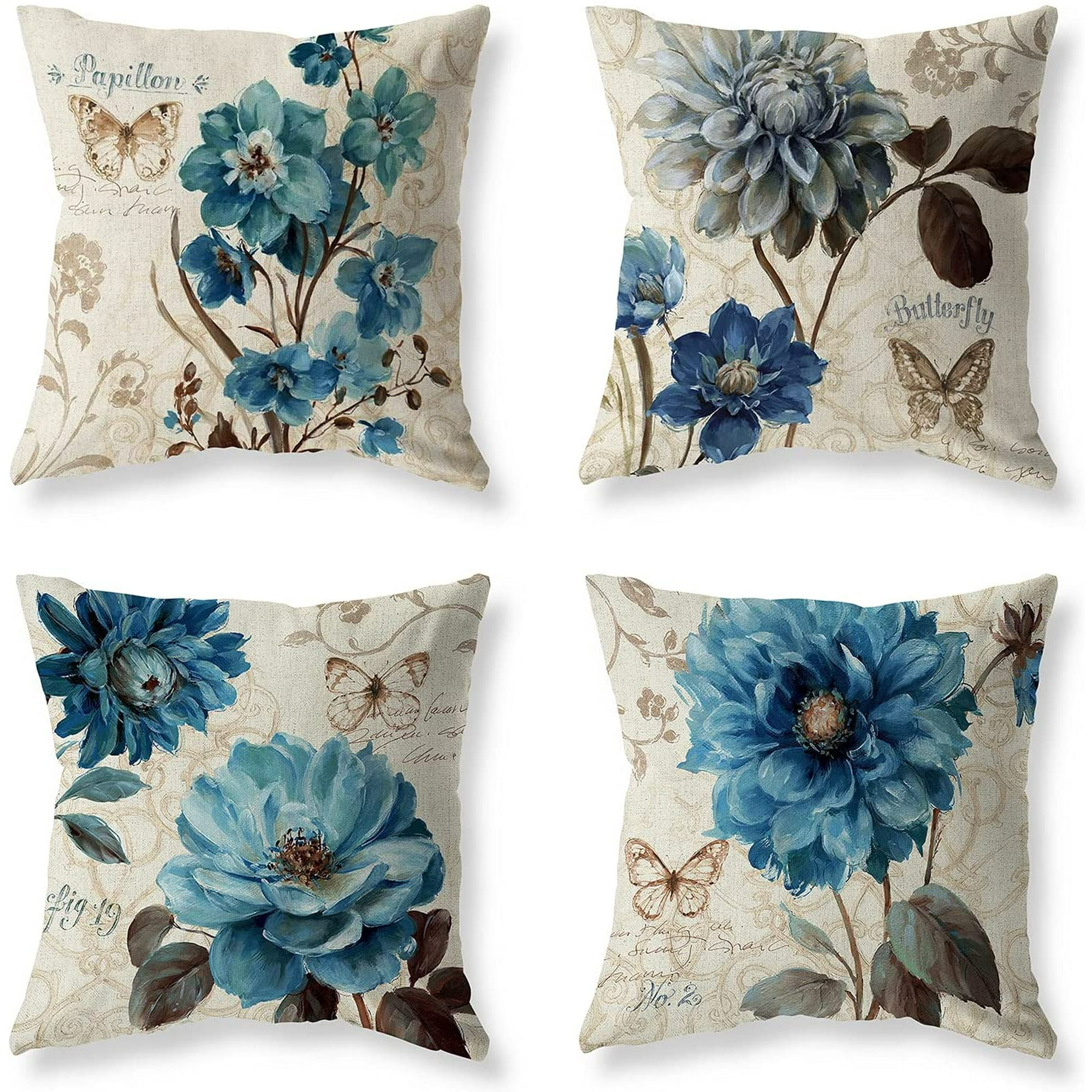 Blue flower pillow hotsell