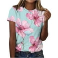 thumbnail image 2 of Nrmvnmi Womens Graphic Prints T Shirts Short Sleeve Round Neck Tops Summer Fashion Trendy Soft Casual Comfy Outfits Clothes 2024 Mothers Day Gifts, 2 of 4