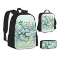 thumbnail image 2 of Naloa Succulent Print Large Capacity Backpack Lunch Bag Pencil Case Combination 3 Piece Set for Student, 2 of 8