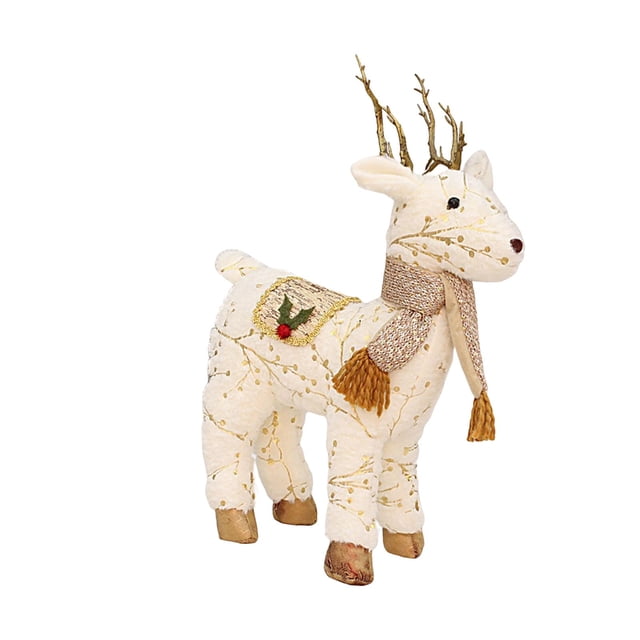 Elk Doll Ornament Souvenir, Home Short Plush Printe Elk Doll decoración navideña, Holiday Ornament para Party Decor Window Hotel Home Collectibles 45cm Yotijar muñeca de vacaciones