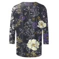 thumbnail image 5 of VBTAPA Womens Plus Size Tops 3/4 Sleeve Shirts Round Neck Loose Casual Blouses Floral Print Tshirts Daily Sales Multicolor XXXXL, 5 of 6
