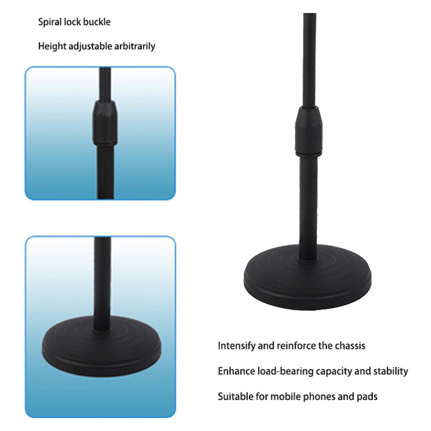 Adjustable Phone Stand for Desk, Height & Angle Adjustable Cell Phone Holder with Heavy Base, 360° Rotating Desktop Stand for Video Recording, FaceTime, TikTok, Zoom, Compatible with iPhone & Android