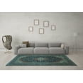 thumbnail image 3 of Ahgly Company Indoor Square Medallion Light Blue Traditional Area Rugs, 4' Square, 3 of 4