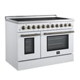 thumbnail image 3 of Forno Paolo 48 Inch Freestanding Electric Range in White with Antique Brass, 6.7 cu.ft, True Convection Oven, Energy Efficient, 3 of 12