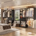 thumbnail image 2 of iSunirm 5FT Heavy Duty Closet System with 2 Drawers, Wall Mounted Wardrobe System with Hanging Rods & Adjustable Shelves, White Oak, 2 of 8