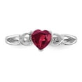 thumbnail image 4 of 10K White Gold Ring Band with Stones (07) July Ruby Heart Red, Size 7, 4 of 5