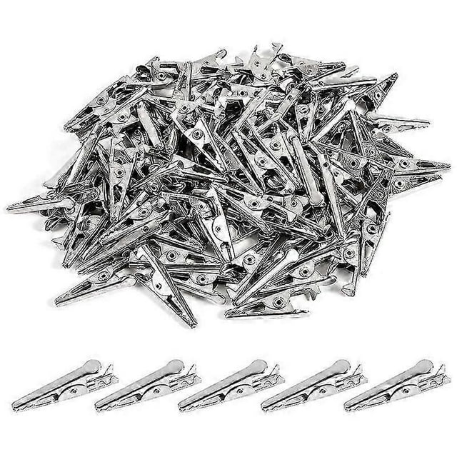 100PCS 1.06IN / 27mm Mini Metal Alligator Clips, Crocodile Clamps Silver Tone Nickel Plated Test Li