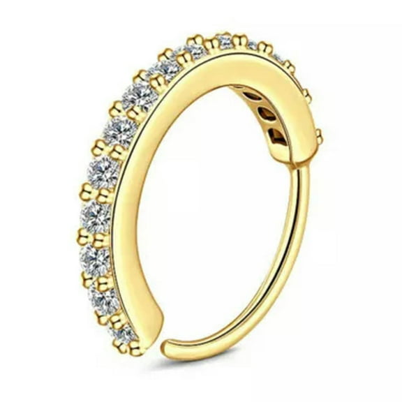 GKNET Nose Piercing Ring Zircon Septum Ring Cartilage Tragus Body Delicate Jewelry Round Punk-gold-8mm