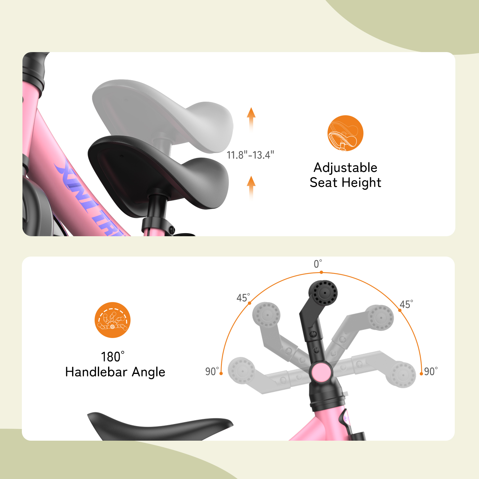 Besrey Toddler Tricycle with Push Handle, Pink photo 6