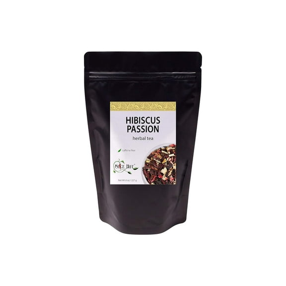 The Spice Hut - Hibiscus Passion Herbal Tea, Loose Leaf Tea, 100% Caffeine-Free - Immune Support Cold Care Tea, Hot & Iced, Makes 80-100 CUPS - 8oz Resealable Airtight Pouch