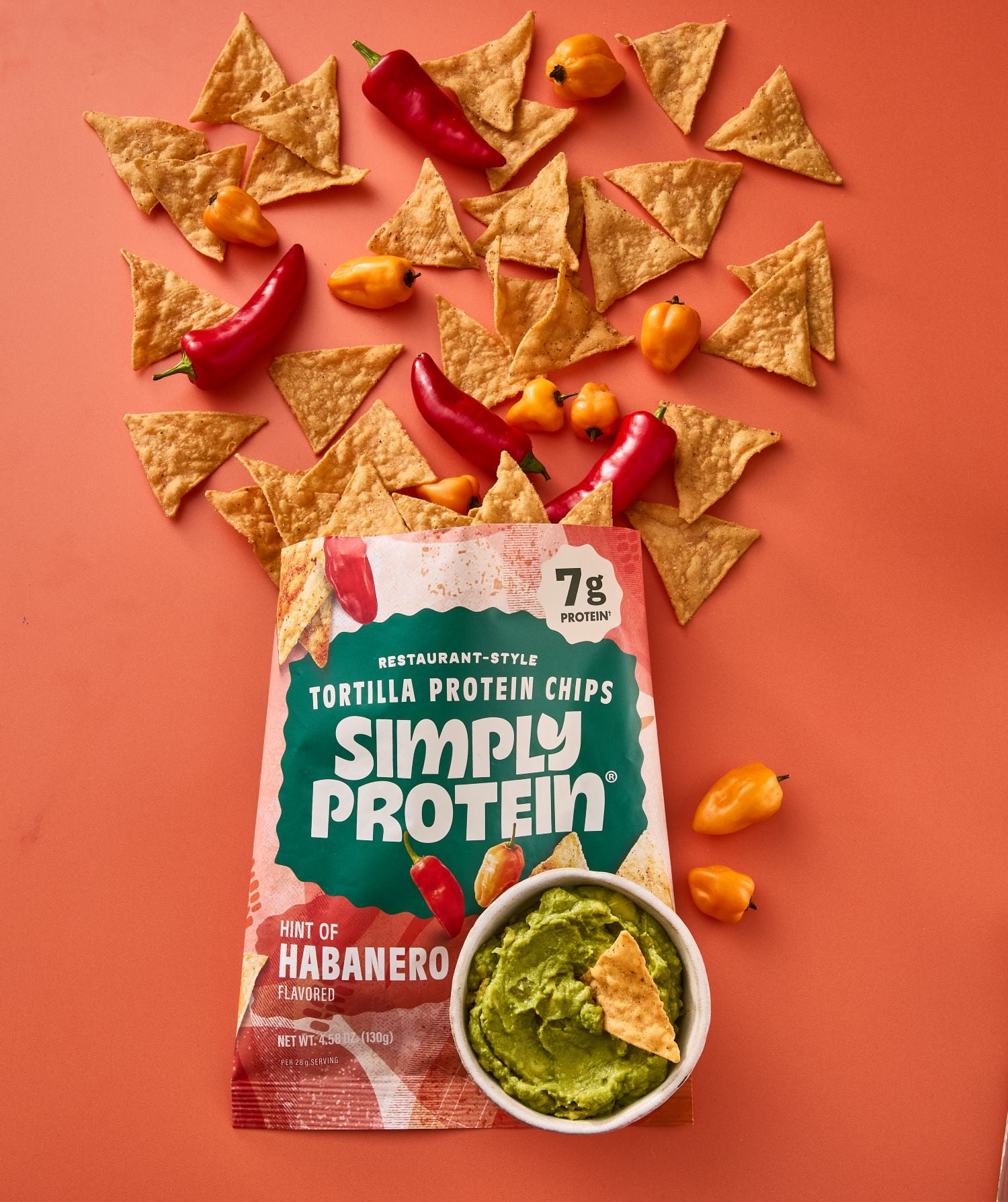 Simply Protein Tortilla Style Protein Chips, Hint of Habanero, 7g Protein, Gluten Free, 10-pack, 4.58 oz per Bag