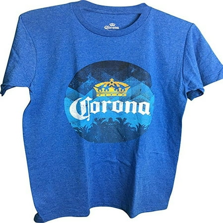 Corona Extra Crown - Corona Name Crown Palm Trees Adult Heather Blue Adult T-Shirt (Small)