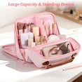 thumbnail image 2 of GASTROPOD Travel Makeup Bag for Women,Large Capacity Standing Make Up Pouch,Quilted Waterproof Cosmetic Organizer with Jewelry Compartments,Portable Toiletry Case,Pink, 2 of 14