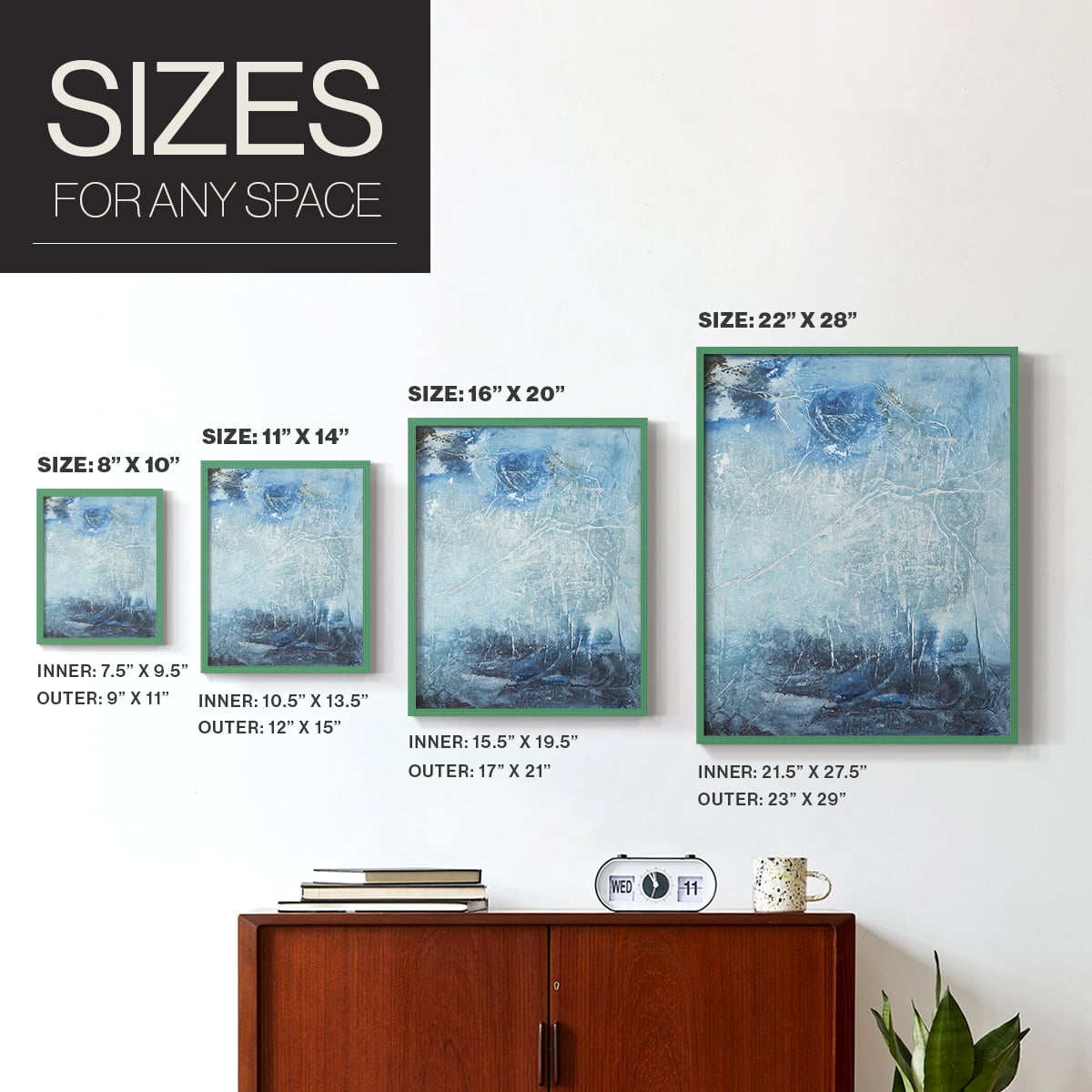 Coastal Seas IV Framed Print in Green Solid Wood Framed Print No Nail Hanging