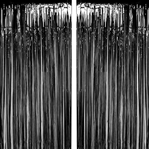 Black Foil Fringe Curtains Metallic Tinsel Foil Fringe Curtains