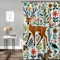 thumbnail image 2 of JEUXUS Cartoon Forest Animals Sherpa Soft Warm Deer Rabbit Owl Fox Print Shower Curtain White, 2 of 7