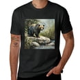 thumbnail image 2 of Wuche Wildlife Grizzly Bear Art Works, Design Shirts, Art Display, T-shirts, Lover Gifts, Casual Breathable Men, Women, Boys, Girls, Children Black, 2 of 4