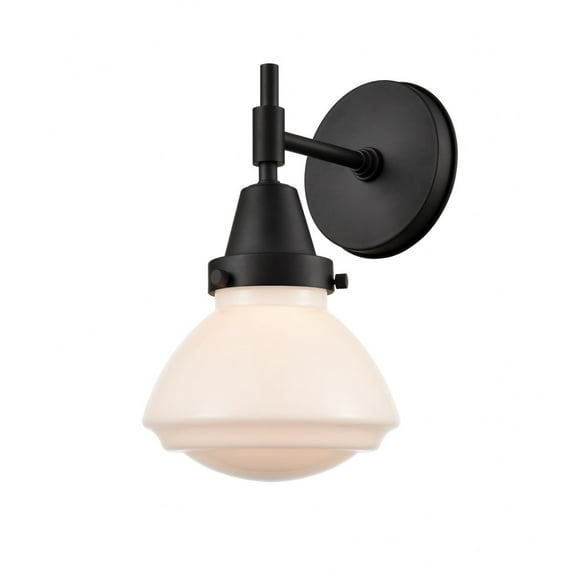 447-1W-BK-G321-Innovations Lighting-Olean - 1 Light Wall Sconce-10.25 Inches Tall and 6.75 Inches Wide-Matte Black Finish-Matte White Glass Color