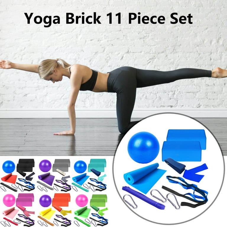 1 Set Yoga Brick Ergonomics High Bounce Strong Load Bearing Body Shaping  Yoga Block Stretching Band 11 Pieces Set Fitness Equipment