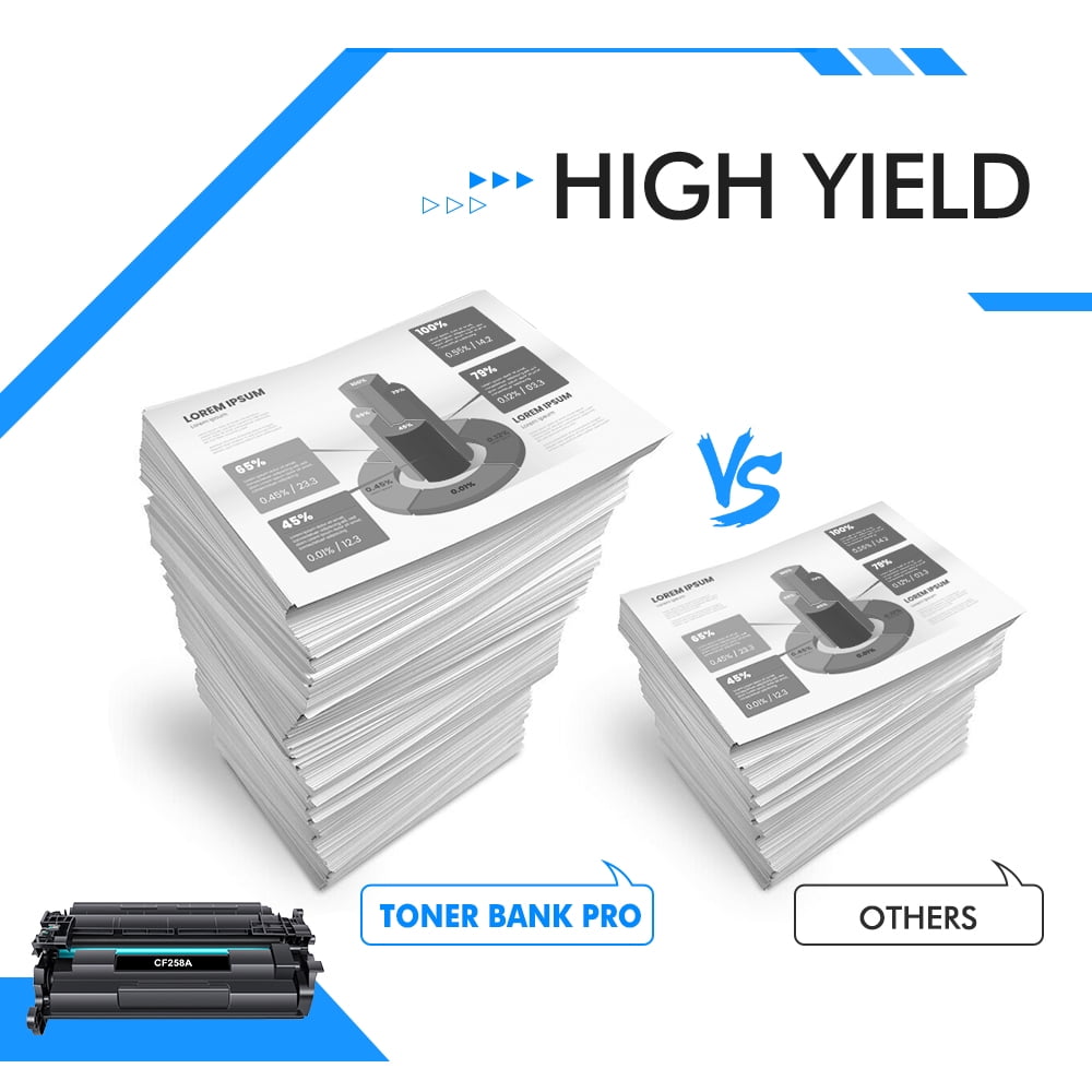 Toner Bank CF258A 58A Toner Cartridge Black (With-Chip) 1-Pack Compatible for HP 58A CF258A 258A 58X CF258X M404n M404dn M404dw MFP M428fdw M428dw M428fdn M404 M428 M430 M406 Series Printer Ink