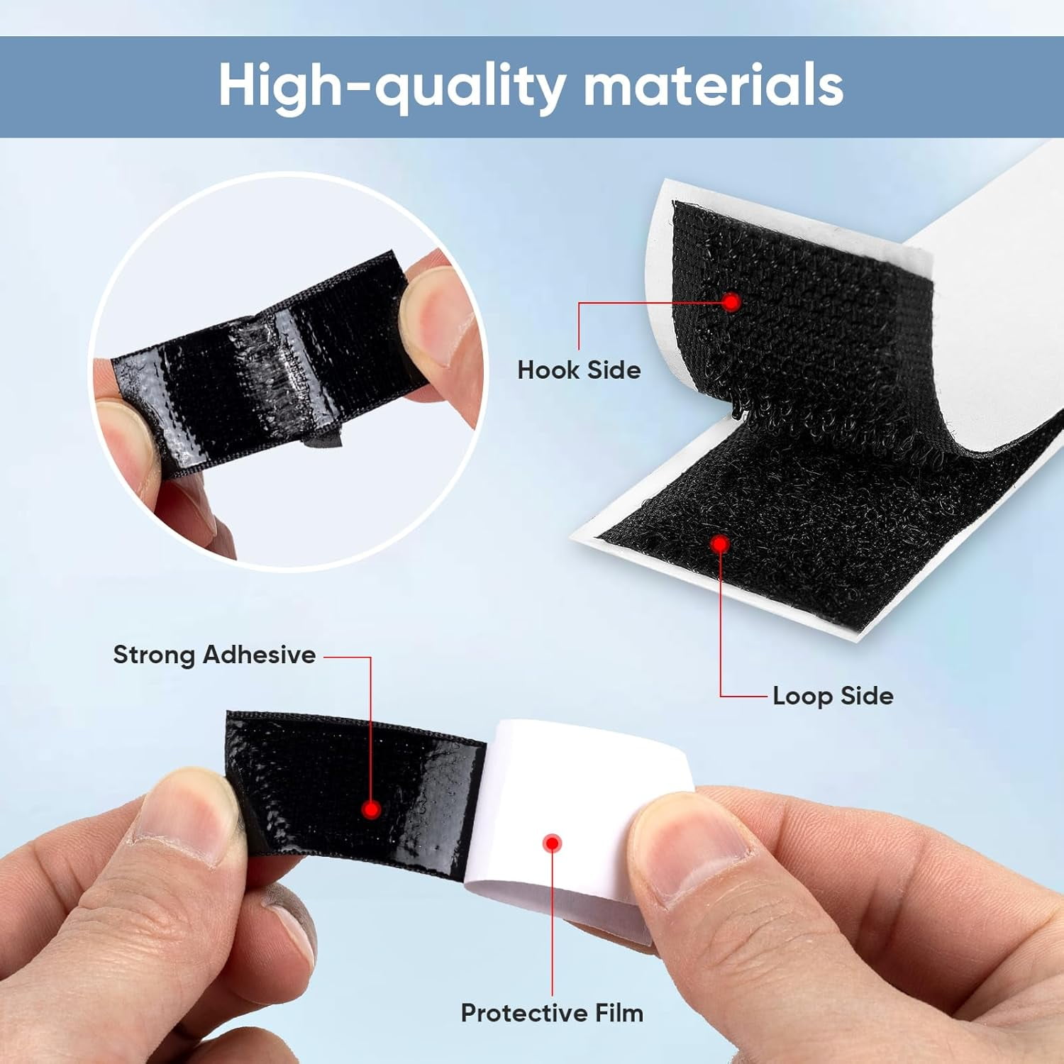 20Ft x 1 Inch Hook and Loop Tape Strips with Adhesive, Heavy Duty Sticky Back Nylon for Home, Office, School, Crafting & DIY Projects, Double Sided - Adhesive Fastening
