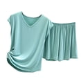 thumbnail image 1 of FAIWAD Ensemble de Printemps 2 Pcs pour Femmes, Hauts à Manches Courtes et Shorts Amples, Ensemble Décontracté et Confortable, 1 of 3