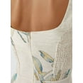 thumbnail image 4 of Square Neck Flower Pattern Linen Feel Mini Dress, 4 of 7