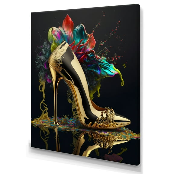 Designart Gold Champagne Heel IV Canvas Wall Art